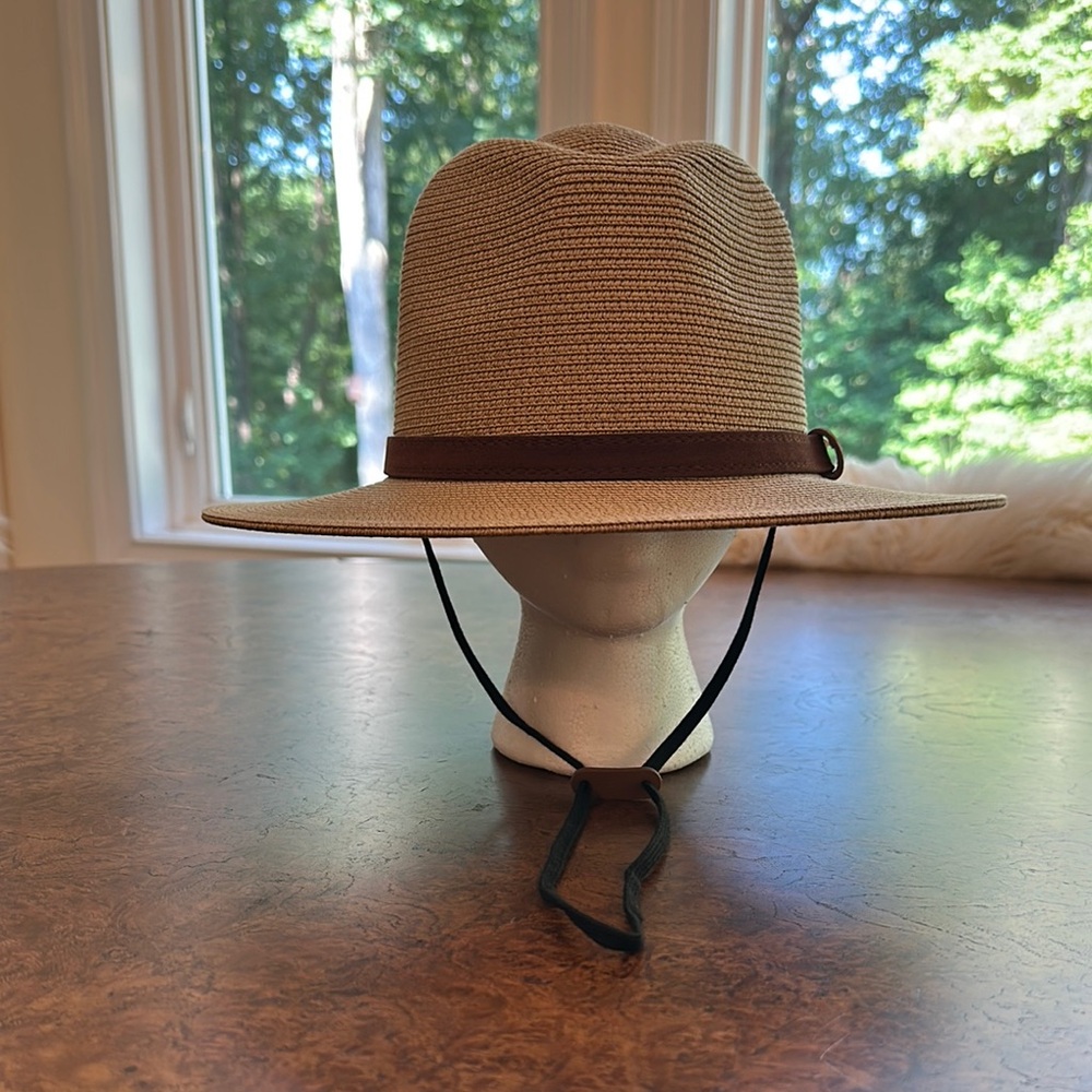 Tan Wide Brim Hat with Brown Band
